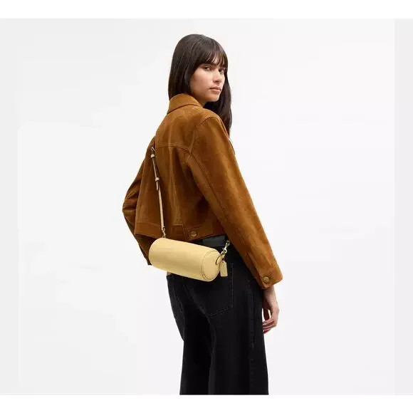 NWT Coach Barrel Bag natural grain leather tan brass vanilla brand new purse - Picture 2 of 15